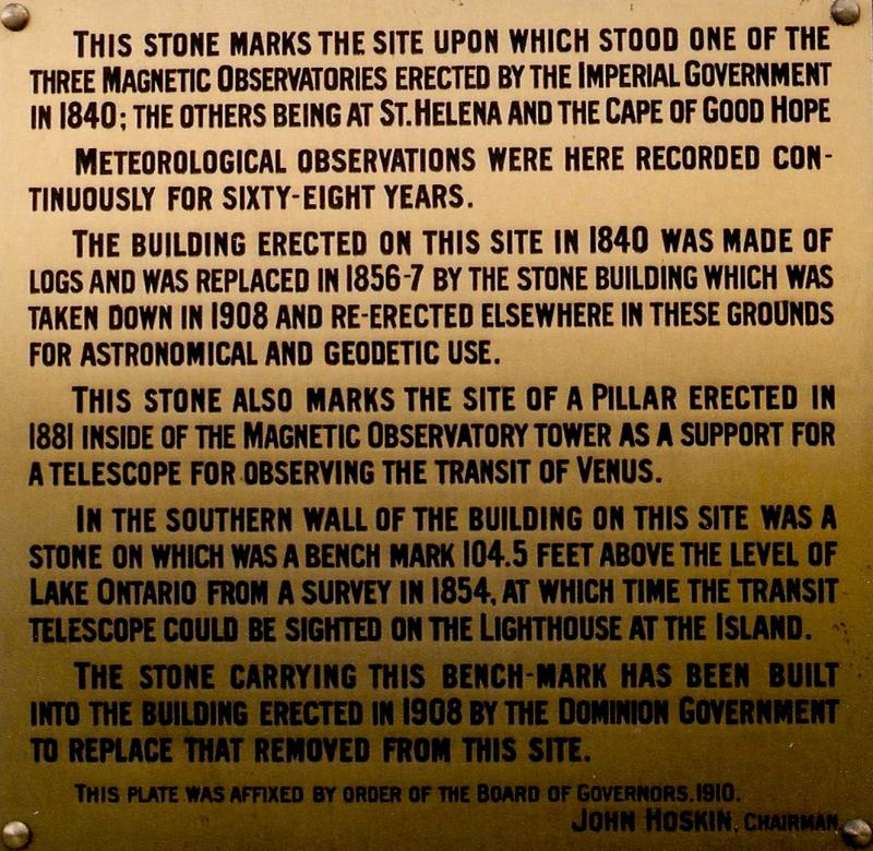 Plaque Marking the Position of the 1882 Cooke Transit of Venus Telescope